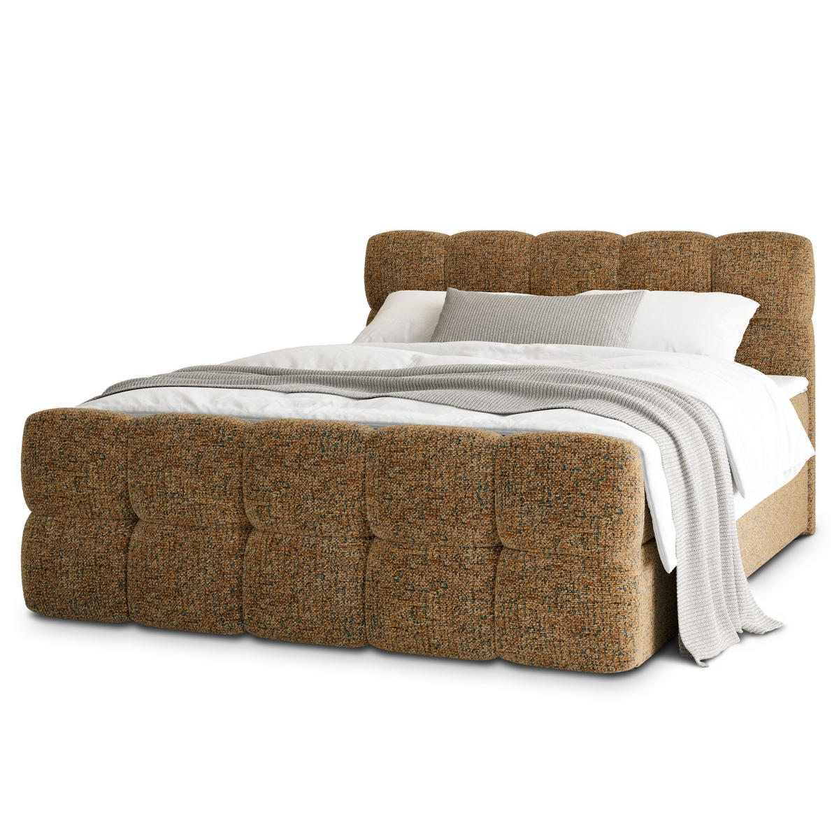 POSTEL BOXSPRING BRUME 160x200 cm, s matrací a úložným prostorem, hnědá - hnědá, kompozitní dřevo/textil (160/200cm) - MASSENO