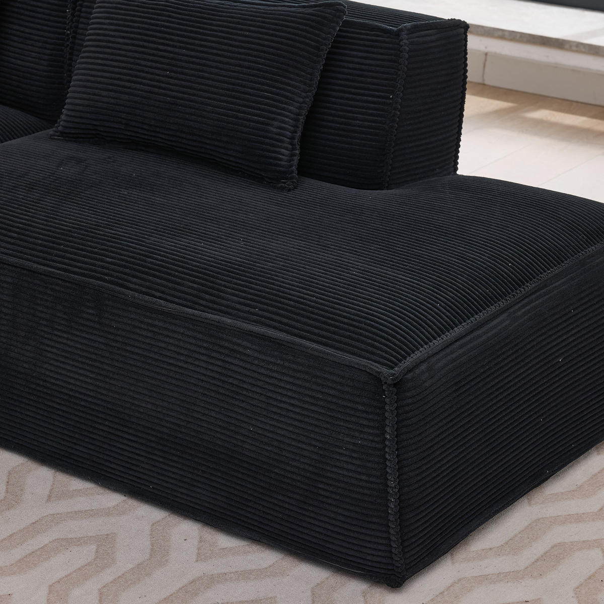 3-SITZER ECKSOFA Polyester Schwarz mit Kissen - Schwarz, Textil (235/129cm) - WISHDOR