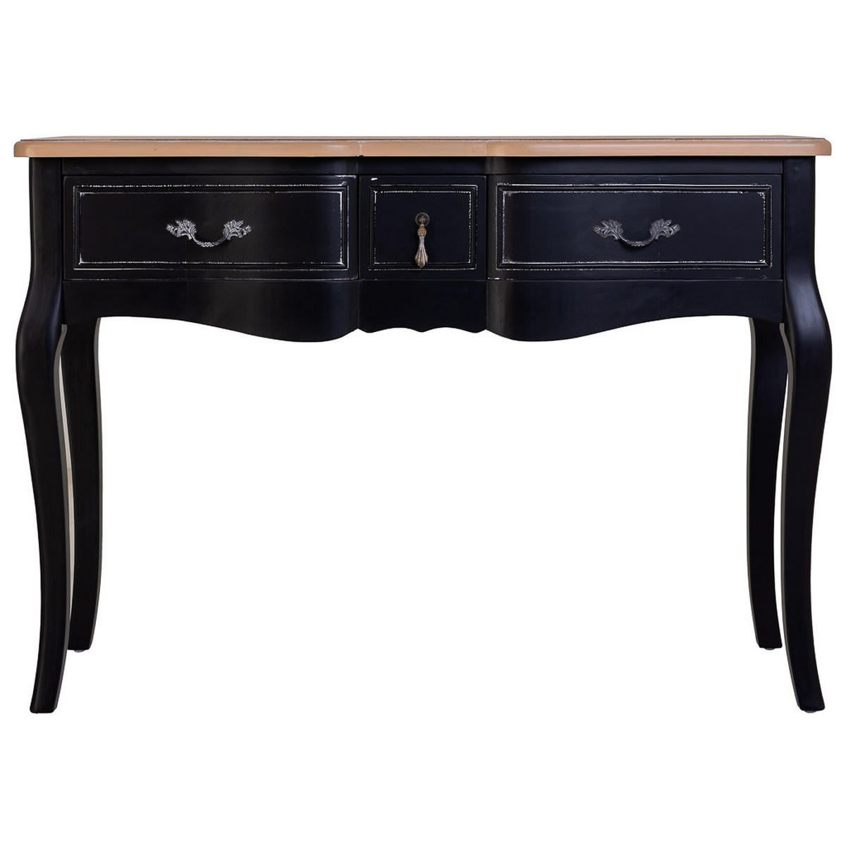 EMPFANGSTISCH aus lackiertem Holz mit 3 Schubladen 115x50x80h cm - Schwarz - Schwarz, Holz (50/115/80cm) - Wanderlust