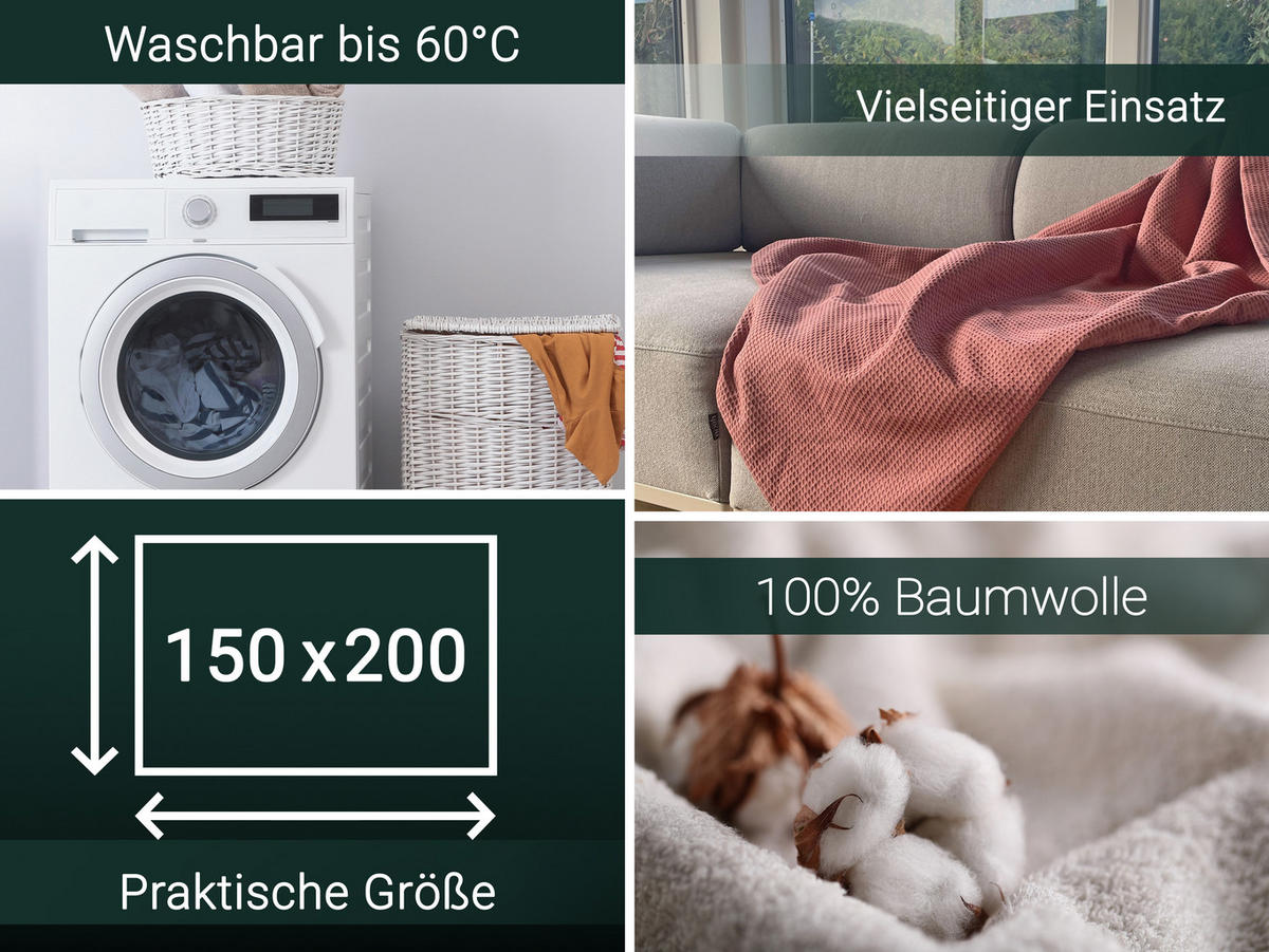 KUSCHELDECKE, 150x200 cm, 100% Baumwolle, Rosa - Altrosa, Textil (150/200cm) - Zollner