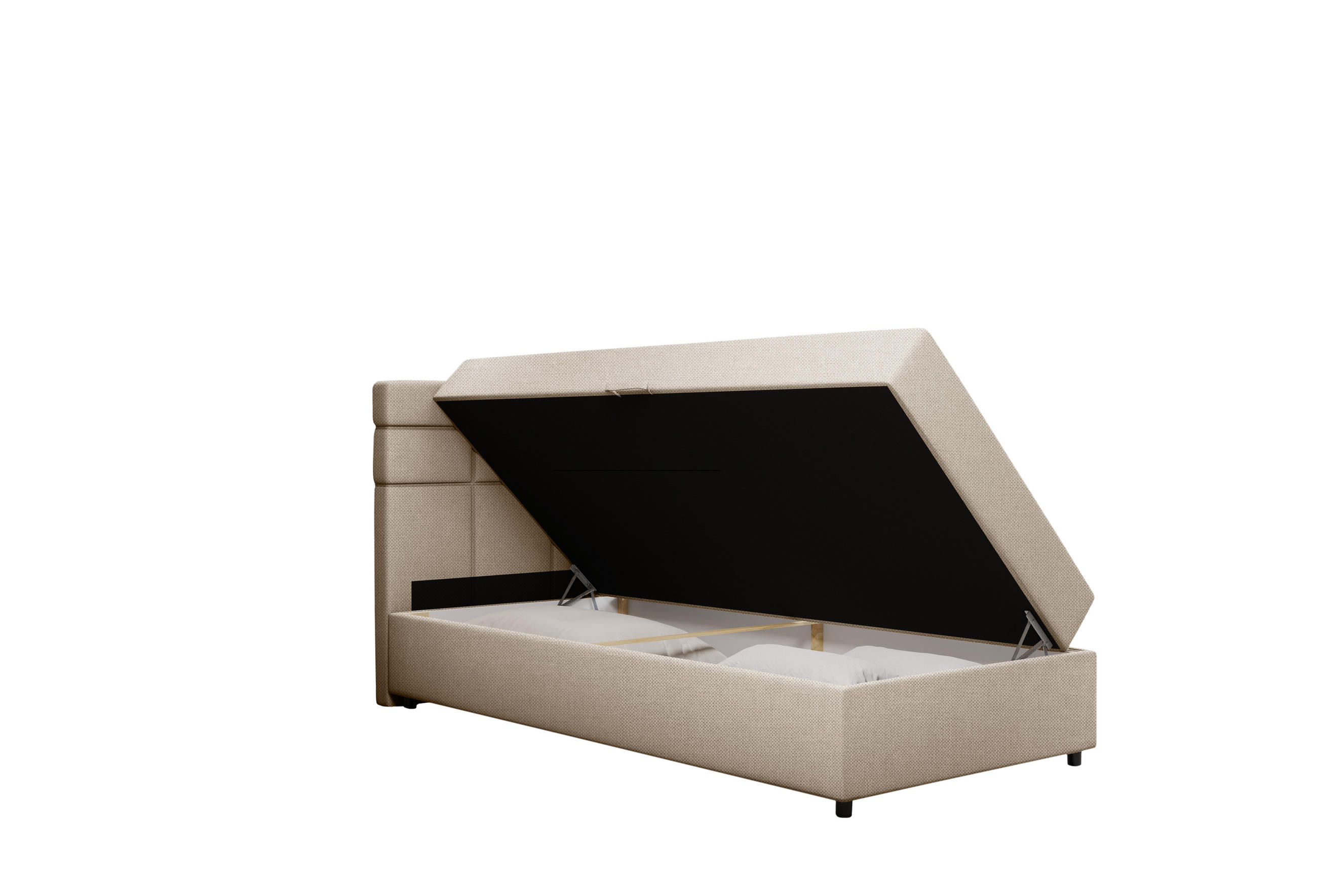 BOXBETT Reve 100 x 200 cm mit Bettkasten und Lattenrost ohne matratze - beige - Beige, Holz (100/200cm) - Panda Möbel