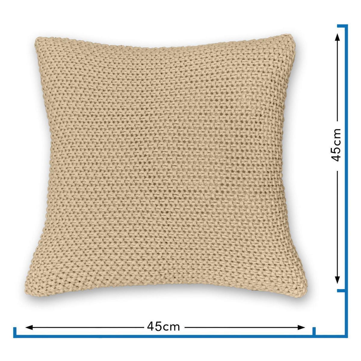 KISSENHÜLLE 2er Set Strick beige 45/45 cm mit Reißverschluss - Beige, Textil (45/45cm) - wometo