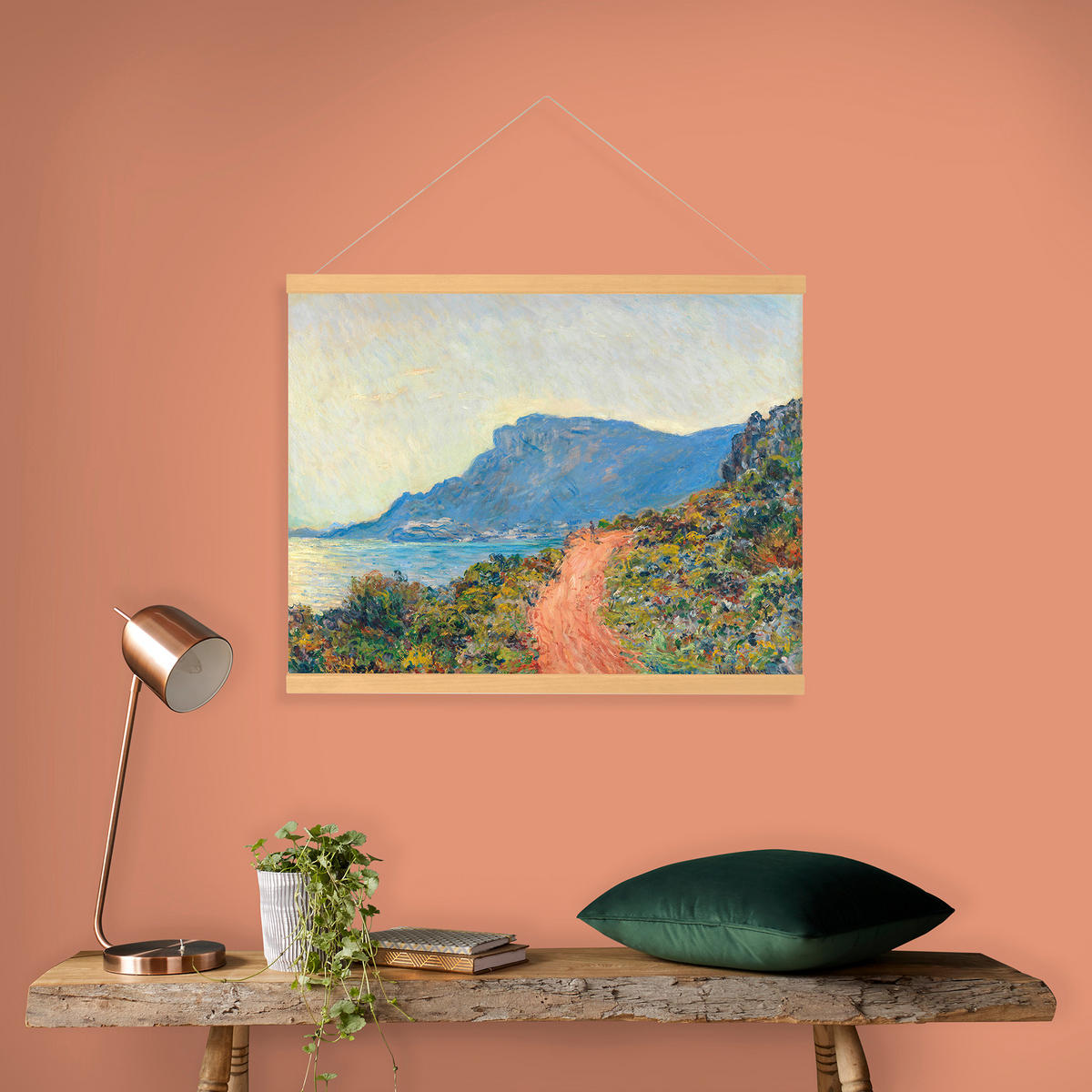 POSTER Leinen | Südliche Landschaft Monet Die rote Straße | 60x80cm - Multicolor, Textil (80/60/0.1cm) - Art for the Home