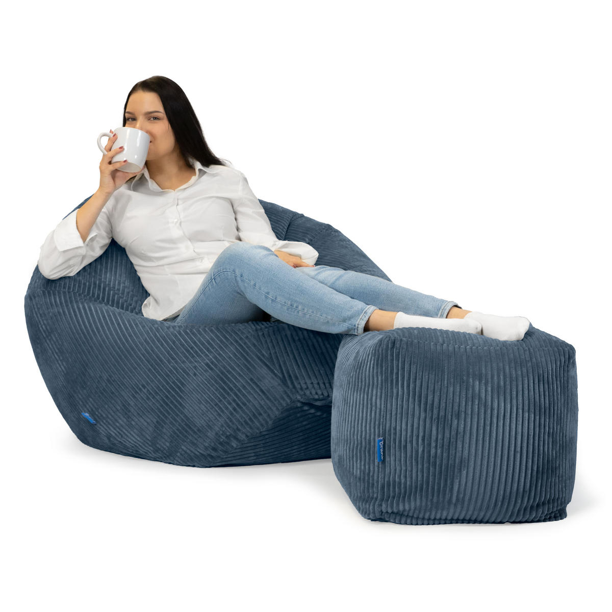 SITZWÜRFEL Cubo Cord dunkelblau - Dunkelblau, Textil (40/40/40cm) - Bruni