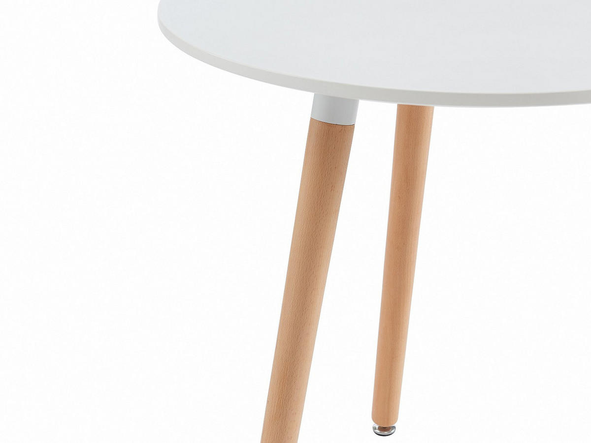 ESSTISCH für 2 Personen - MDF & Buche - Weiß - ROLENA - Weiß, Holz (70/70/73cm) - Vente-Unique