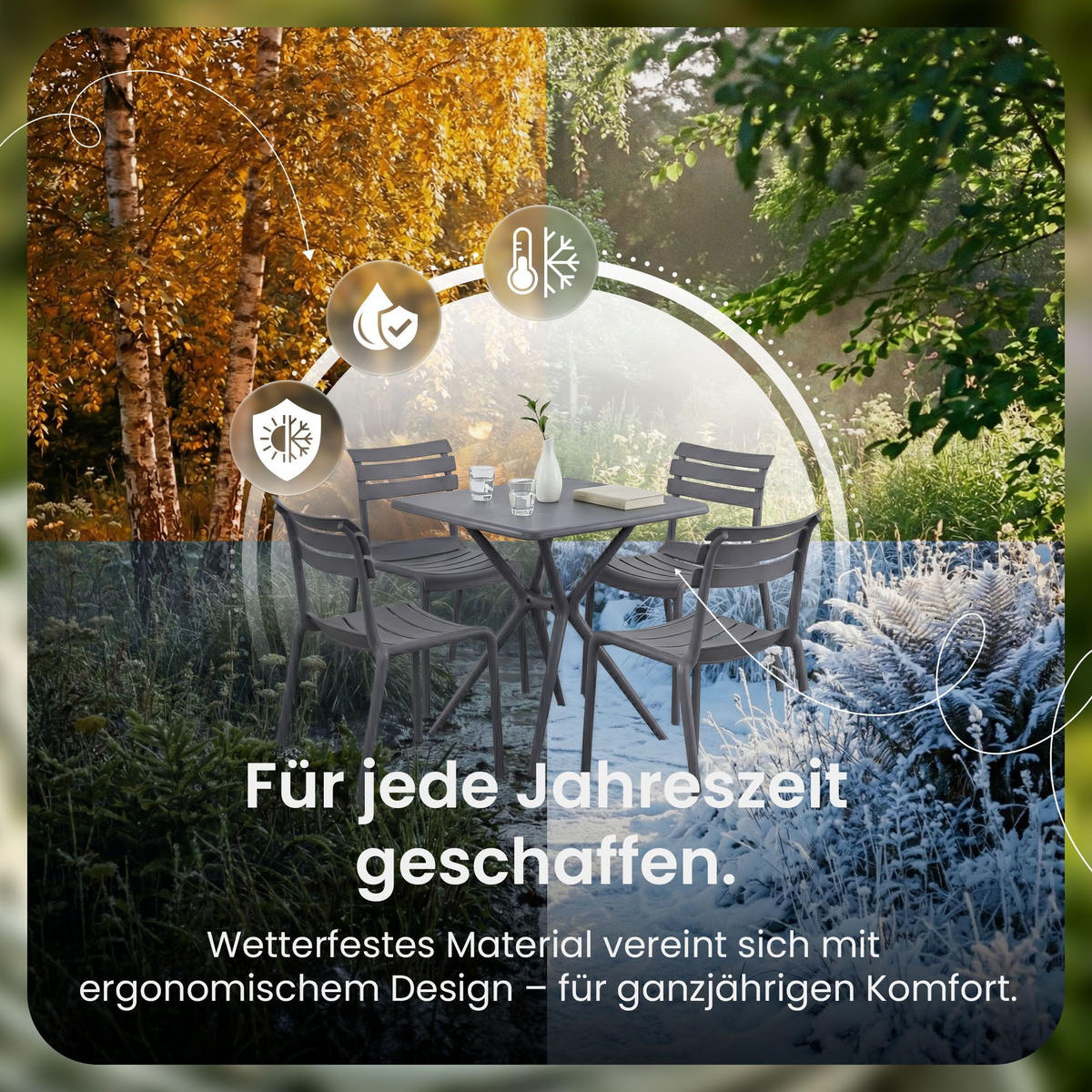 GARTENSITZGRUPPE 4 Kunststoff Dunkelgrau - Dunkelgrau, Kunststoff - CLP