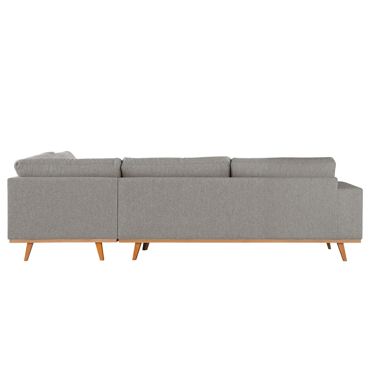 ECKSOFA mit Ottomane - Graubraun/Buchefarben, Buchenholz/Textil (287/219cm) - home24