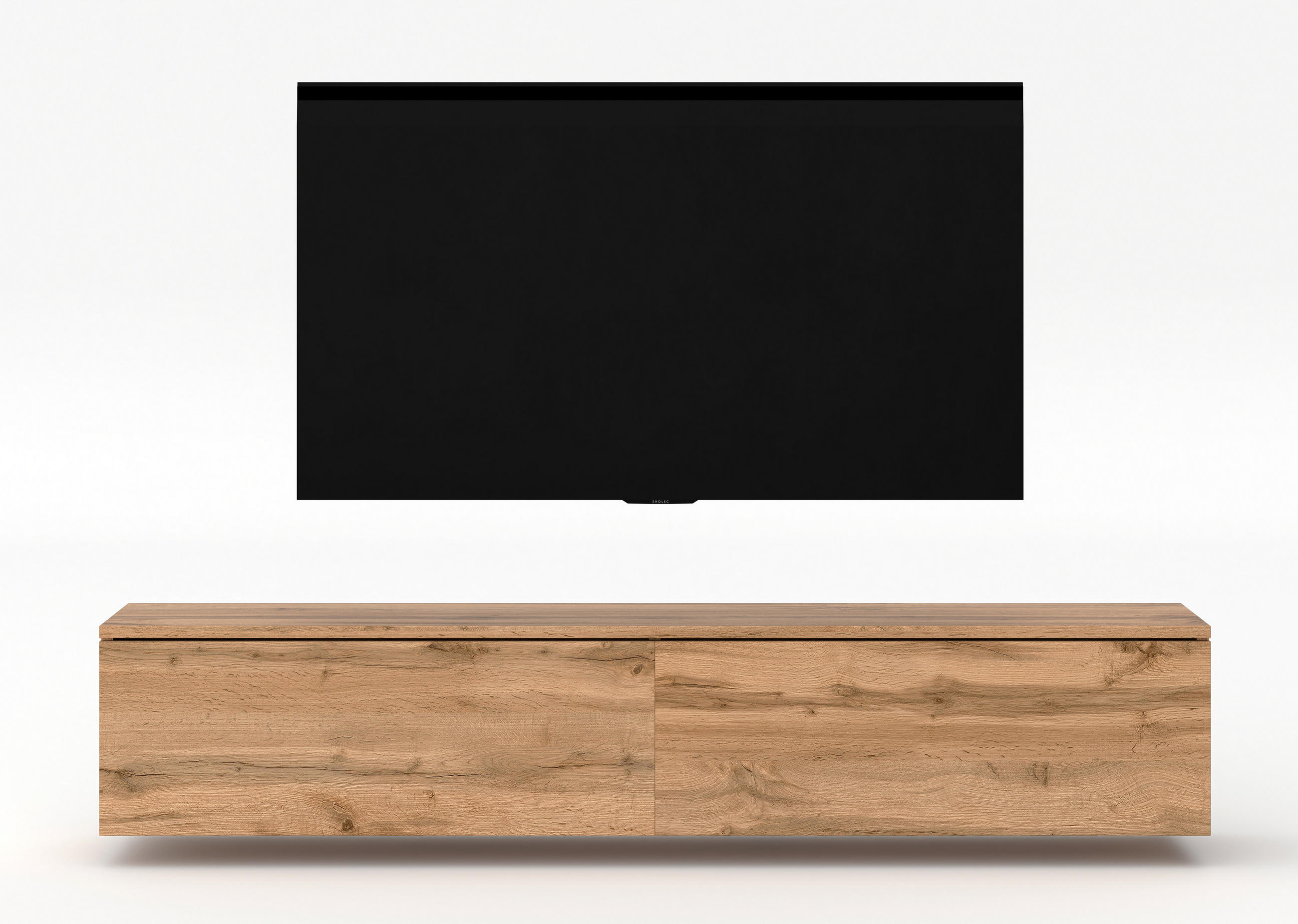 LOWBOARD Loriano 180 Eiche Wotan 180/34/32 cm – Designer Lowboard - Braun, Holzwerkstoff/Kunststoff (180/34/32cm) - AX Living