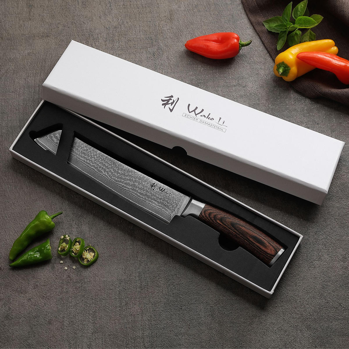 TANTO Chefmesser I EDIB - Braun, Holz/Metall (30cm) - Wakoli