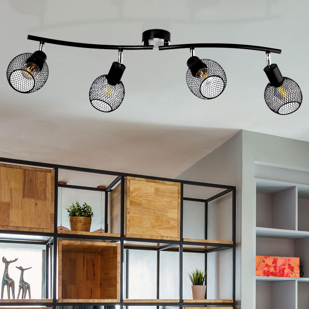 DECKENLEUCHTE HILO Metall Geflecht Schwarz - Schwarz, Metall (70/44/23cm)