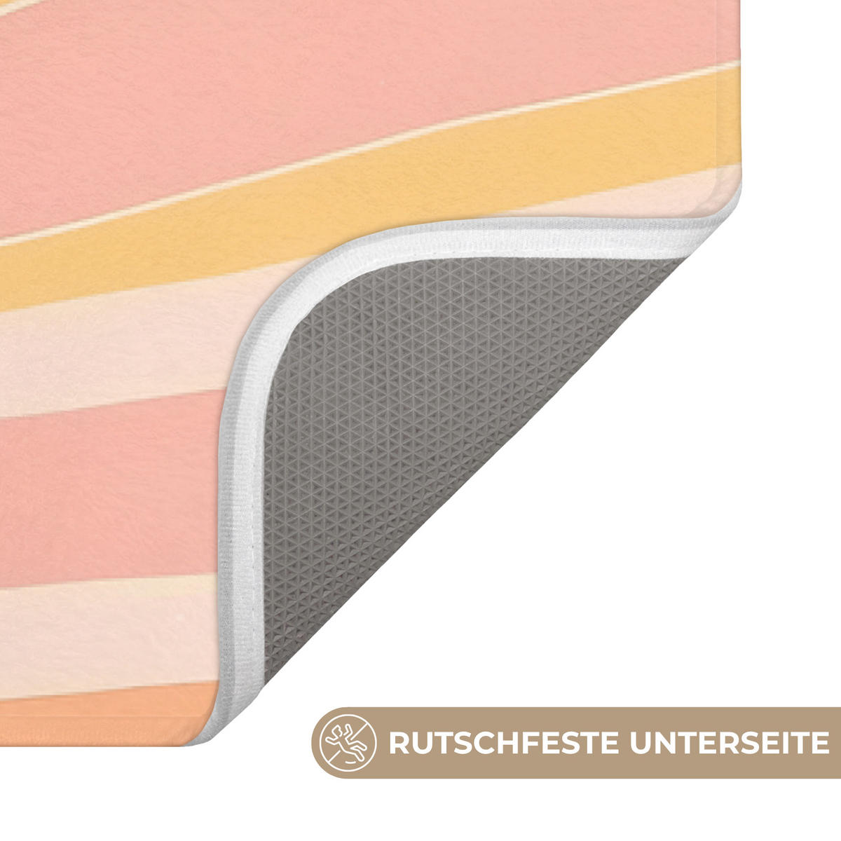 BADEMATTE Illustration - Sonne - Pastellfarben 120x60 cm - Pastellblau, Kunststoff/Textil (120/60cm)