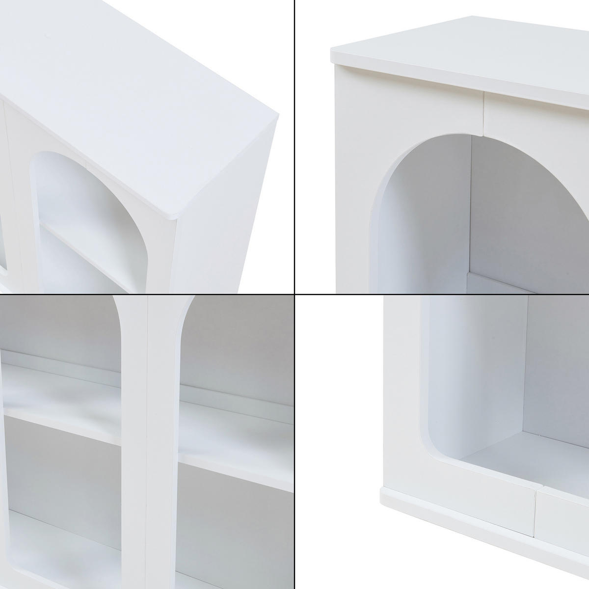 PŘÍSTĚNNÝ STOLEK Trorhun - bílá, kompozitní dřevo (30/80/120cm) - [en.casa]