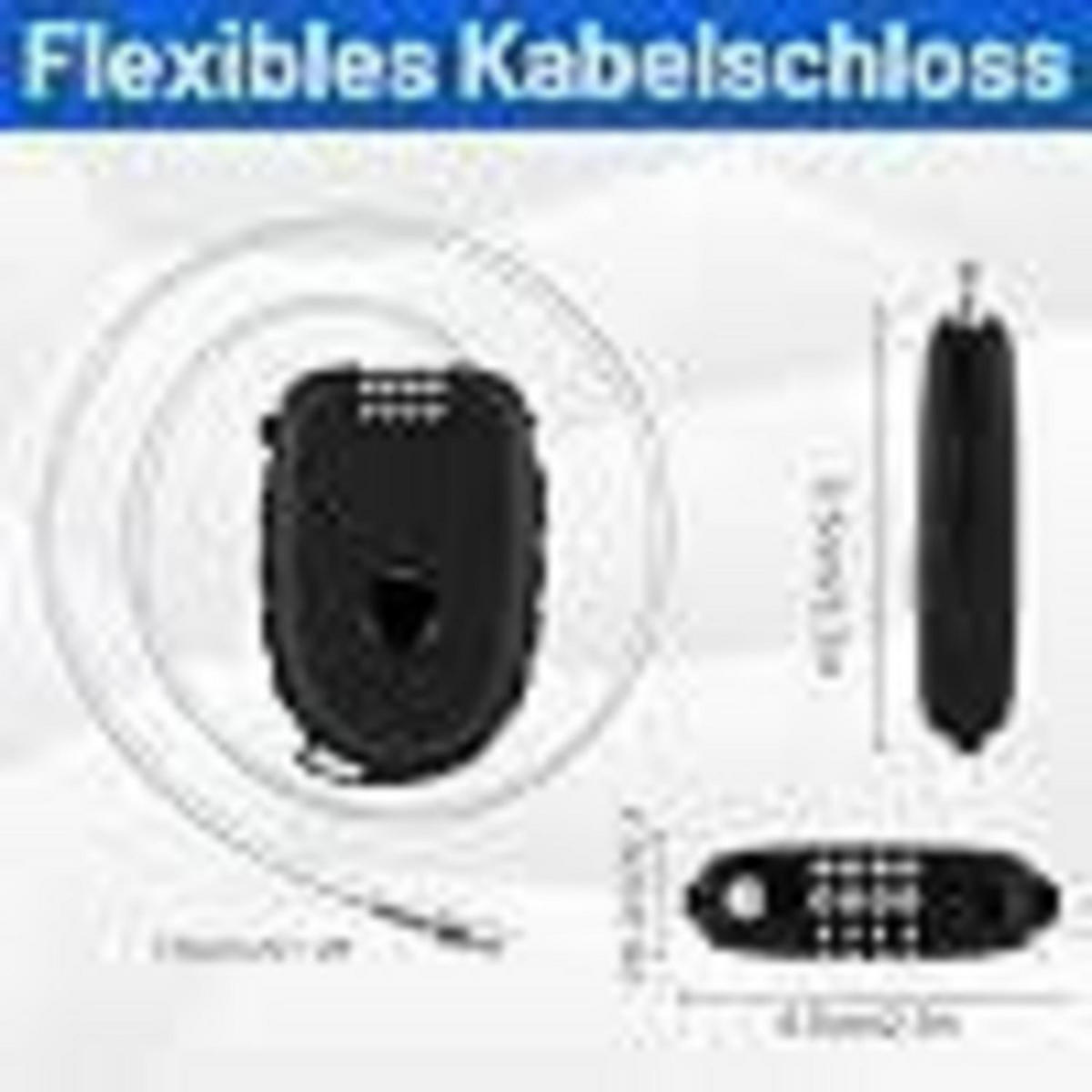 KABELSCHLOSS 2-teiliges Set 130 cm - Schwarz, Kunststoff (6.5/2.3/130cm)