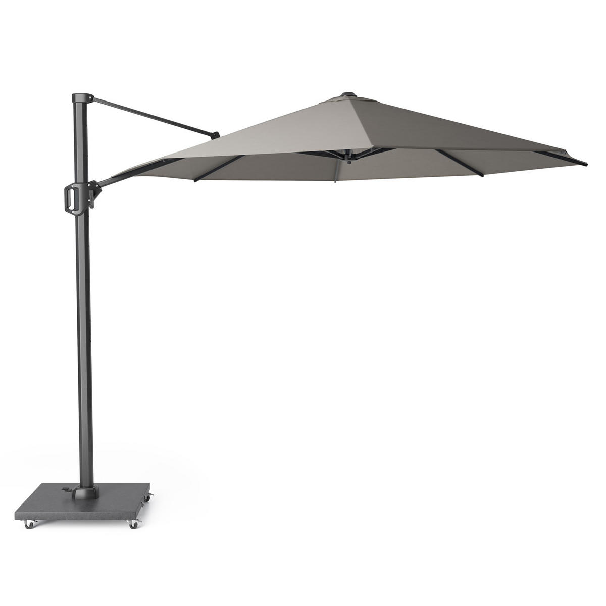 AMPELSCHIRM rund 3.5 m Challenger T¹ Premium 360° kippbar grau/anthrazit - Grau, Metall (350/350cm) - Platinum