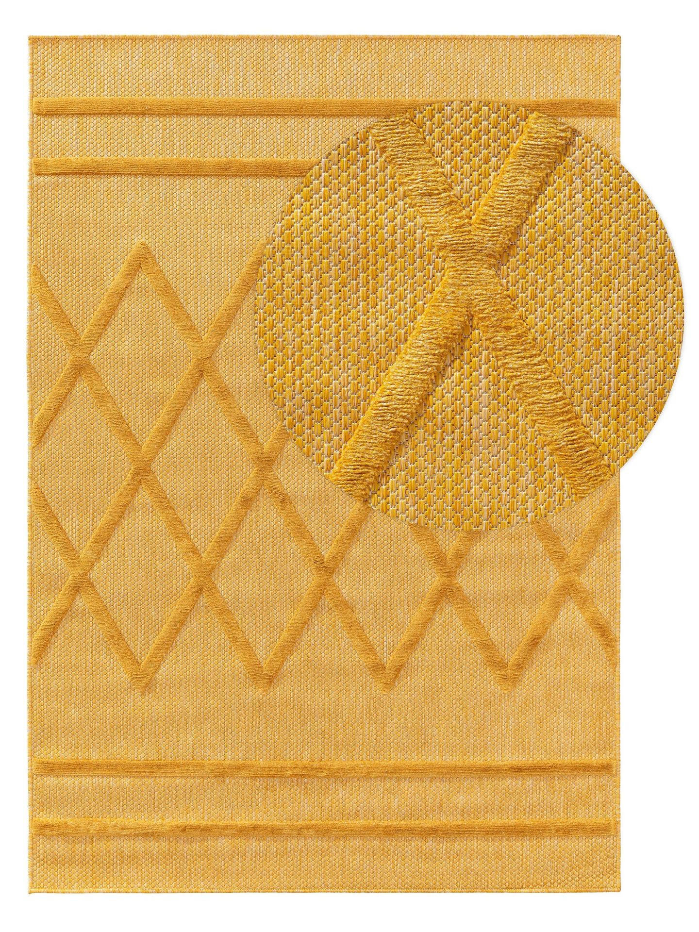 TEPPICH In- & Outdoor-Teppich Bonte Gelb - Gelb, Kunststoff (240/1cm) - KUNSTLOFT