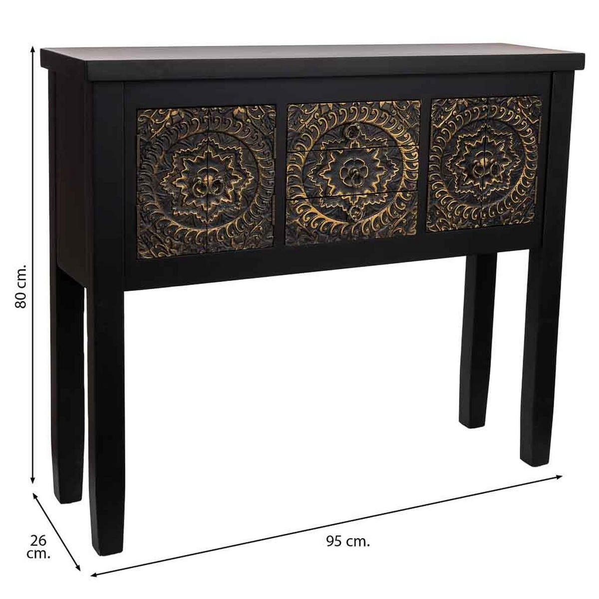 KONSOLE aus Holz 95x26x80 cm - Schwarz, Holz (26/95/80cm) - Wanderlust