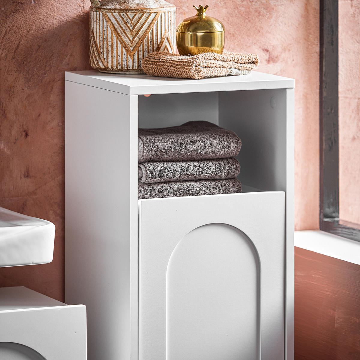 WÄSCHESCHRANK Weiß - Weiß, Holzwerkstoff (30/97/30cm) - SoBuy