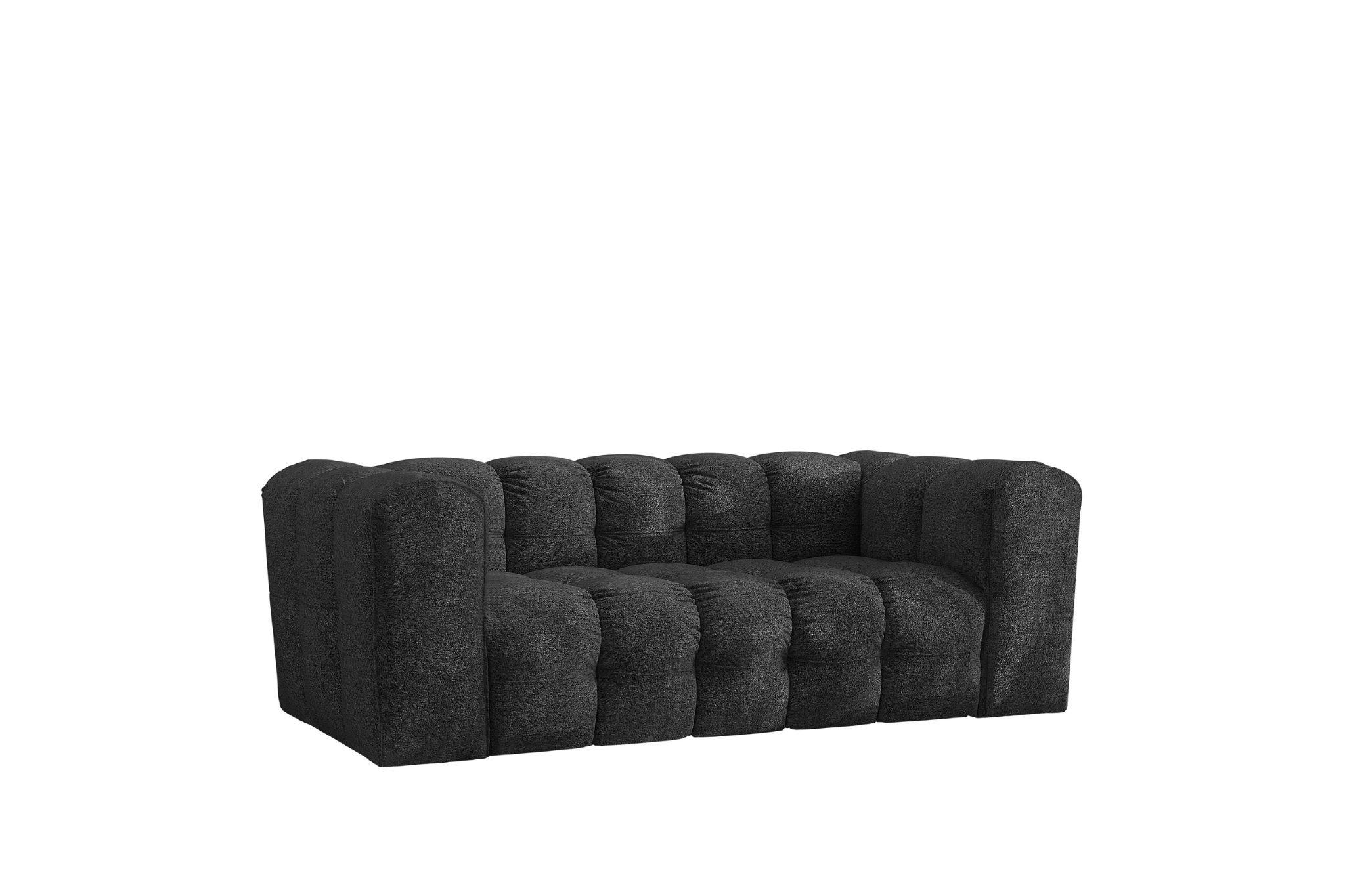 SOFA 2-Sitzer, Komfort, BALOO, stoff Schenille & Bouclé, Graphit - Graphitfarben, Holz (196/75/106cm) - Kaiser Möbel