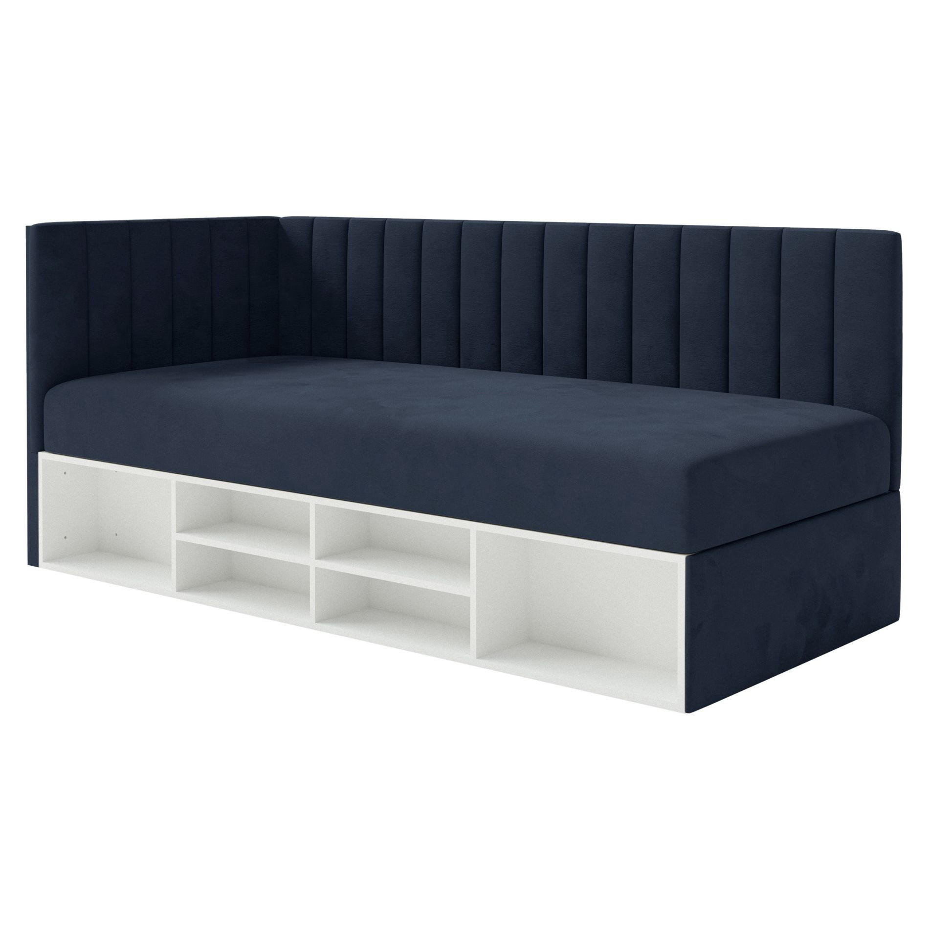 JUGENDBETT Ventrio Dunkelblau Easy-Clean-Samtbezug 90x200 cm - Graphitfarben, Kunststoff/Textil (90/200cm) - Selsey