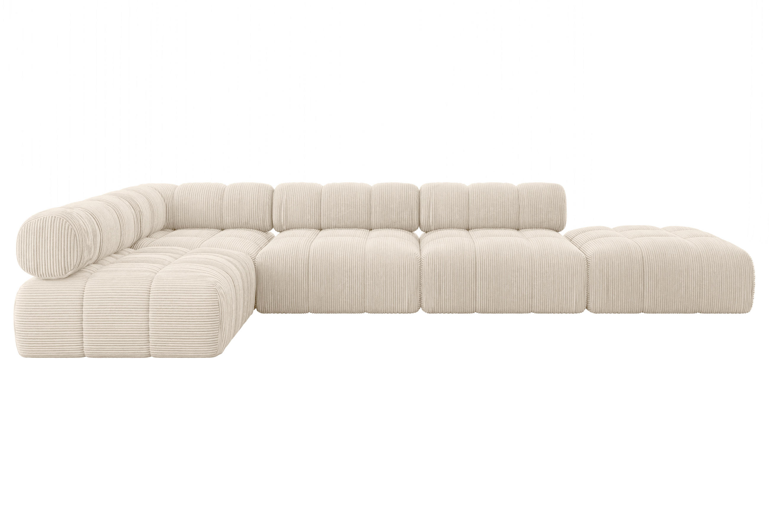 ECKSOFA modulares Sofa Favio-L2 - 380x190x70 cm Beige Cord - Beige, Holzwerkstoff/Textil (380/190cm) - ALTDECOR