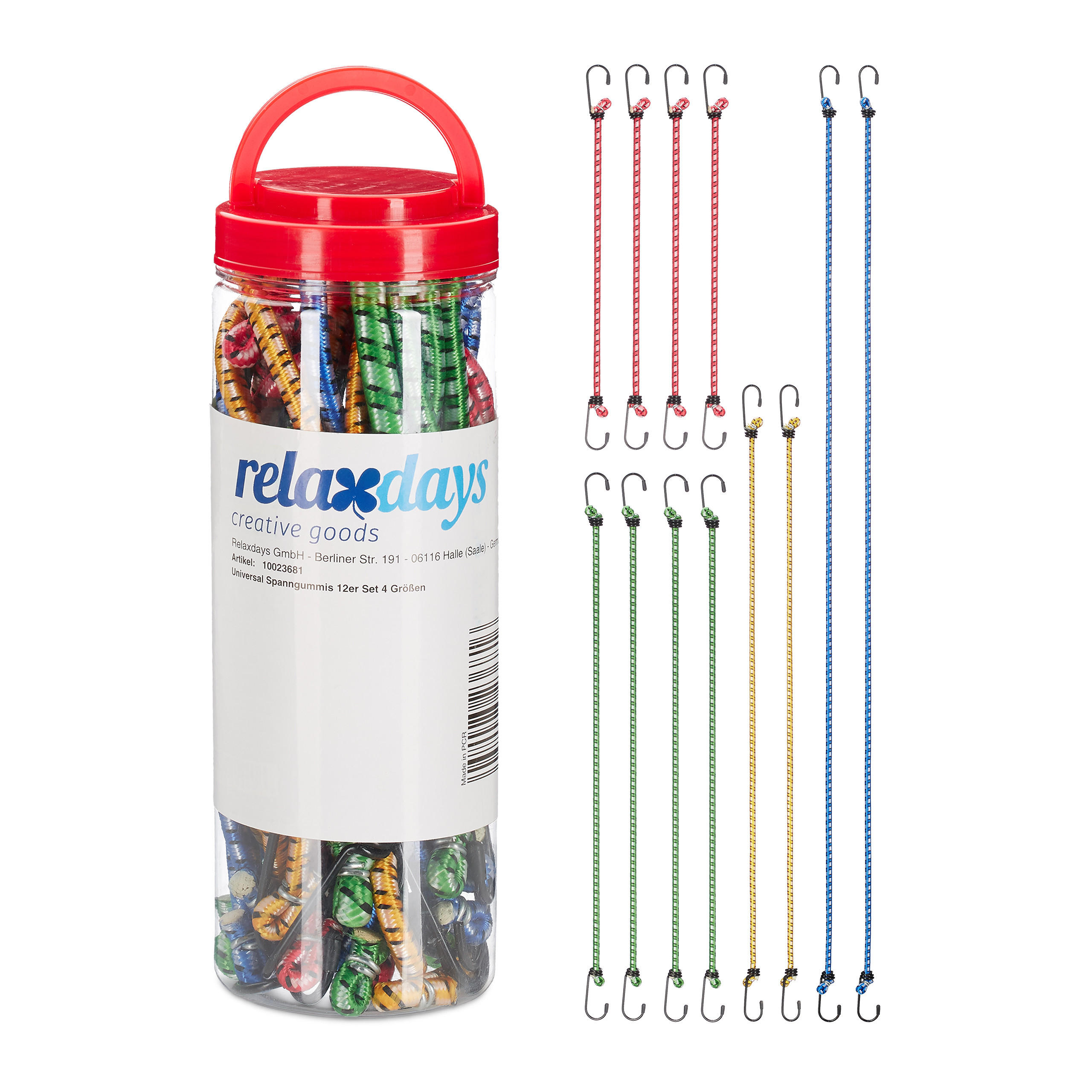 12XSPANNGUMMI - Multicolor, Kunststoff/Metall (0.7/100/3cm) - Relaxdays