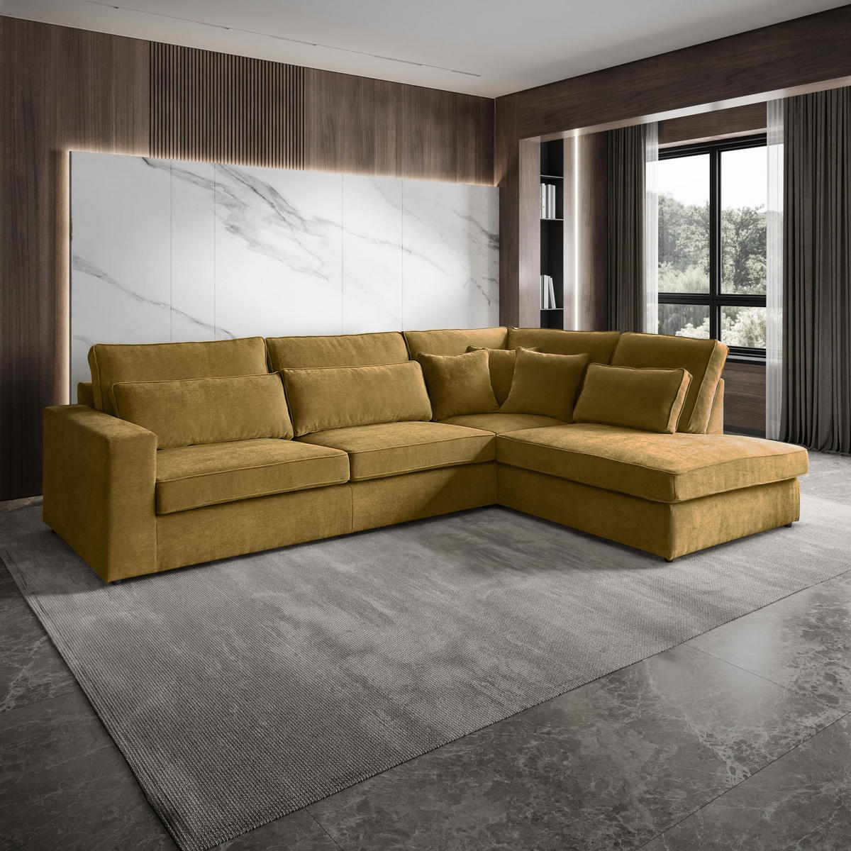 ECKSOFA Parma ohne Schlaffunktion gelb rechts - Gelb/Schwarz, Textil (314/224cm) - Beautysofa