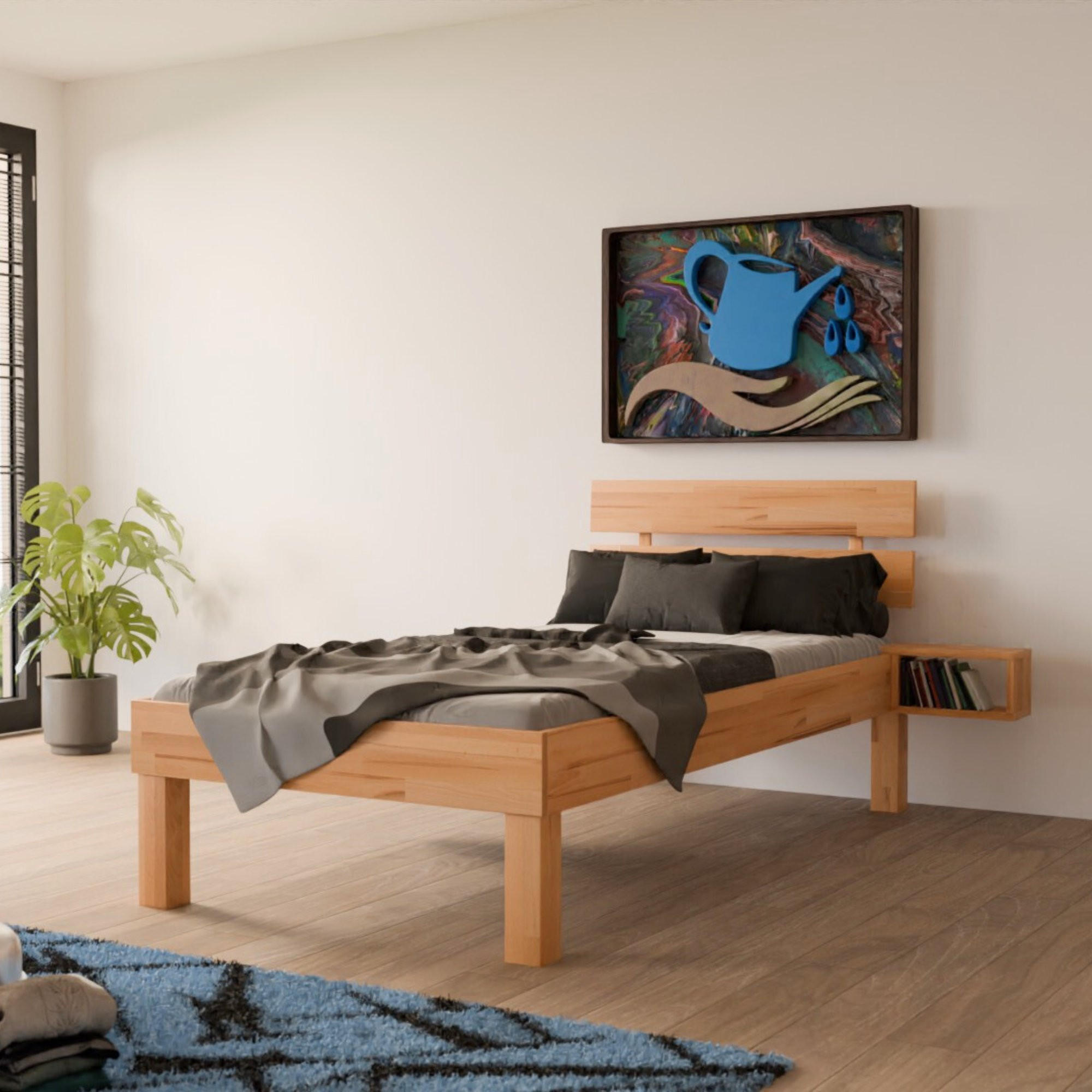 Thumbnail - MeinMassivholz Komfortbett, Braun, Holz, Echtholz,Kernbuche, Rechteckig, 90x200 cm, Hergestellt in Deutschland, Schlafzi...