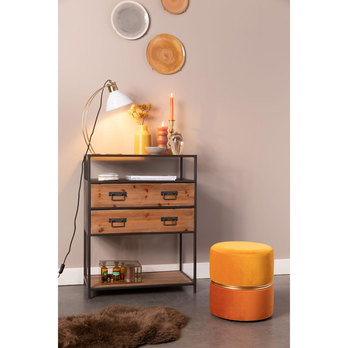 SITZHOCKER Bubbly Pouf/ Sun/ Gelb - Gelb, Textil (35/39/35cm) - Housecraft Living
