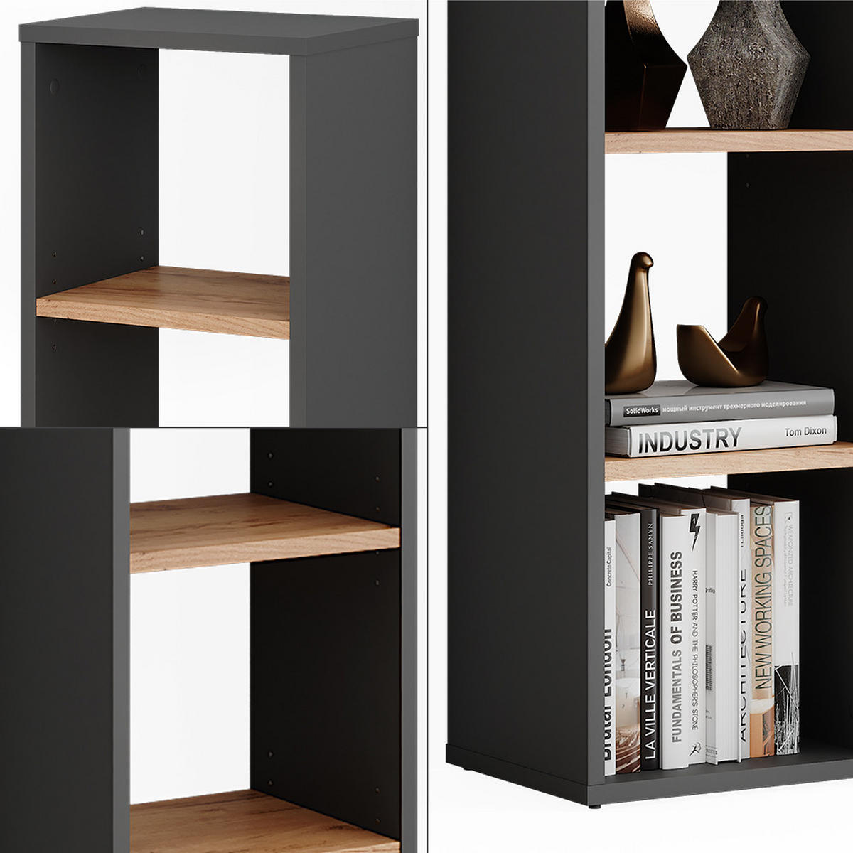 BOTNÍK Orlando Antracit/zlatý dub - medově dubová/antracitová, kompozitní dřevo (30/80.1/24cm) - Vicco