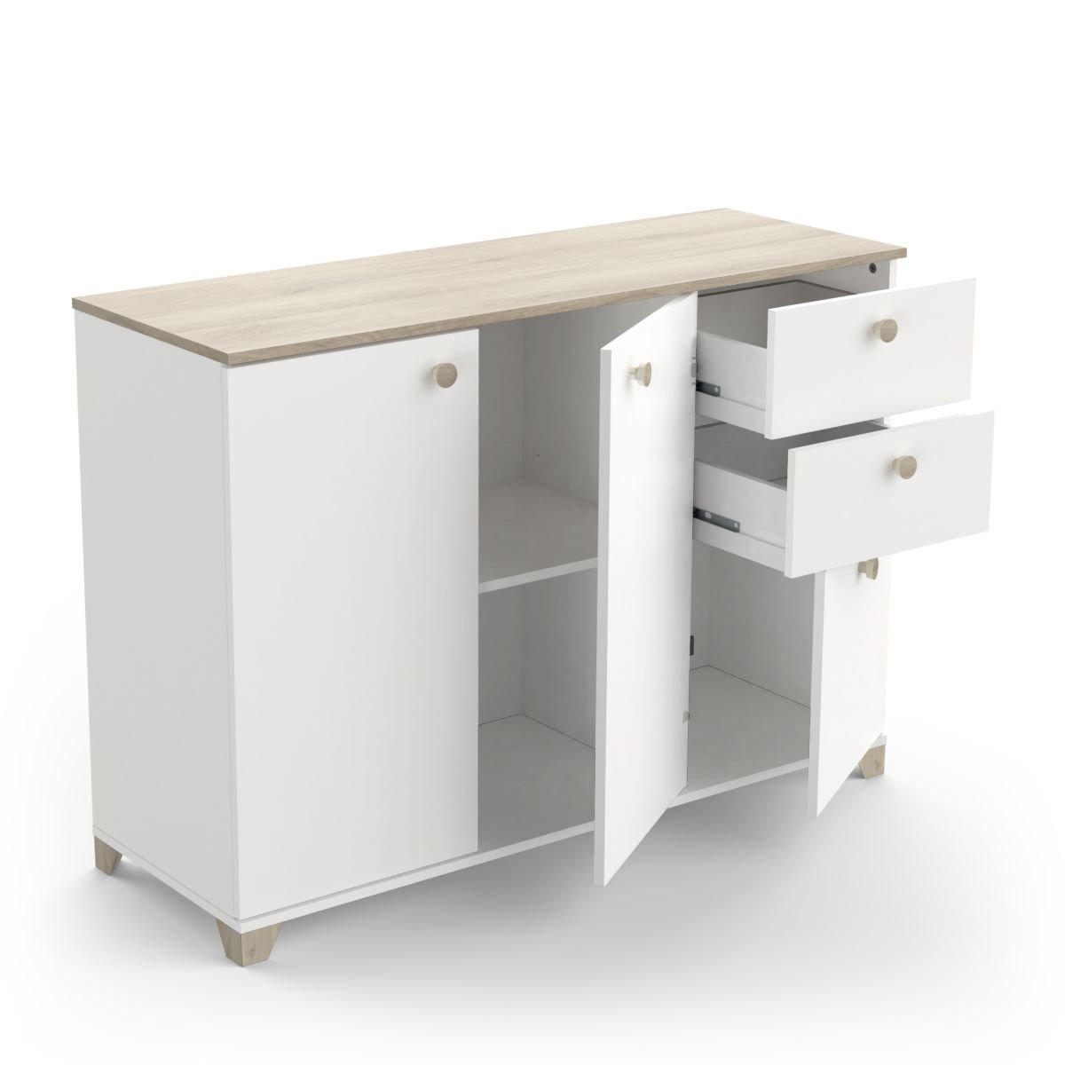 SIDEBOARD 2+1 Türen und 2 Schubladen - izzy 119,6/41,9/85,1 cm - Apfelbaumfarben, Holzwerkstoff (41.9/85.1/119.6cm) - Calicosy