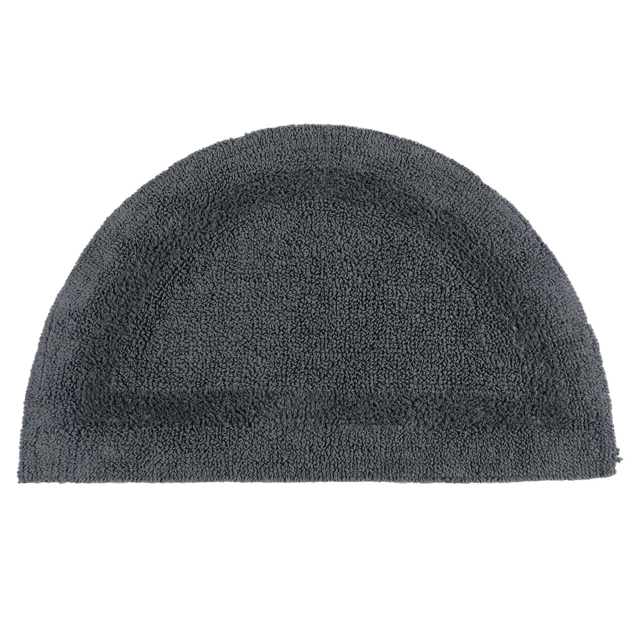 BADEMATTE halbrund 50/80 cm, 100% Baumwolle, wendbar - Grau, Textil (50/80cm) - Homescapes