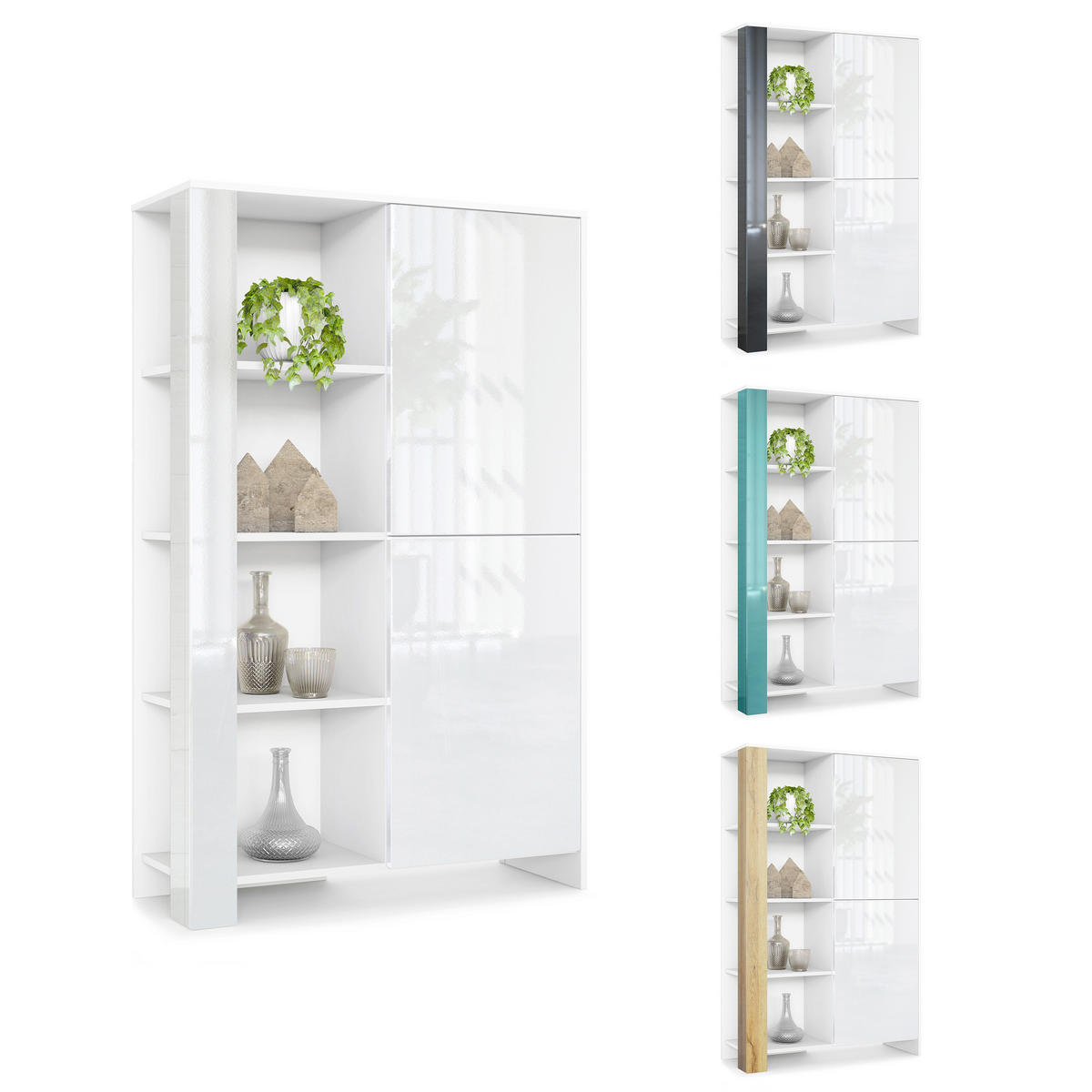 HIGHBOARD Canto Grau Hochglanz - Grau, Holzwerkstoff (95/151.5/36cm) - Vladon
