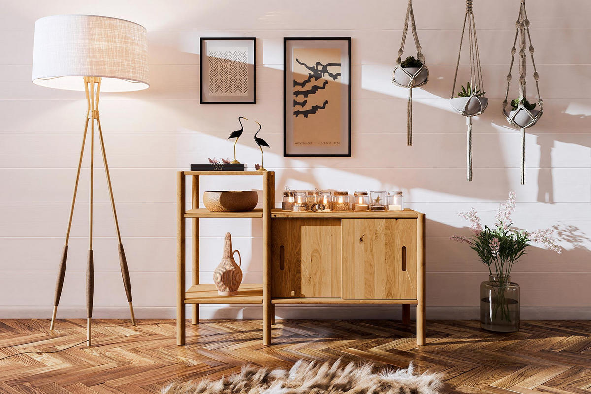 REGAL INA Wildeiche - Dunkelbraun, Holz (120/86/46cm) - byoak