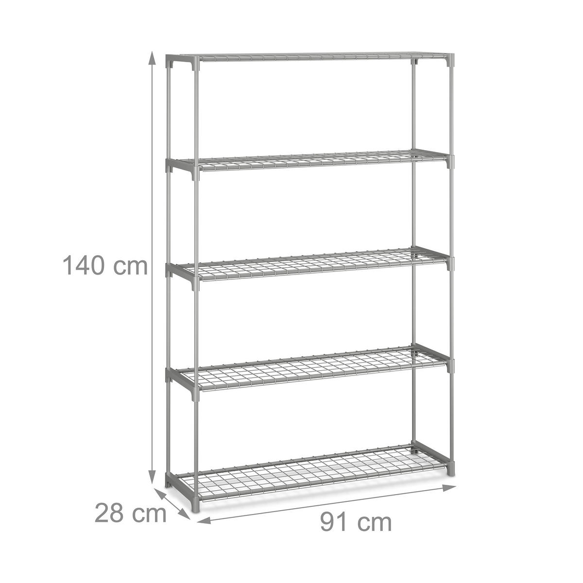 BLUMENREGAL - Grau, Kunststoff/Metall (91/140/28cm) - Relaxdays