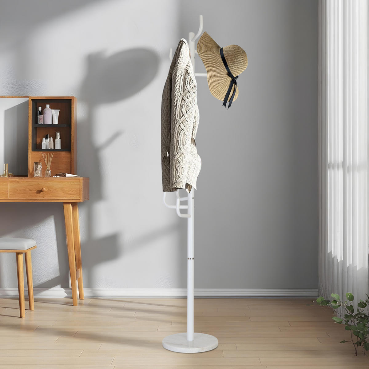 GARDEROBENSTÄNDER - Weiß, Stein/Metall (30/176/30cm) - Relaxdays