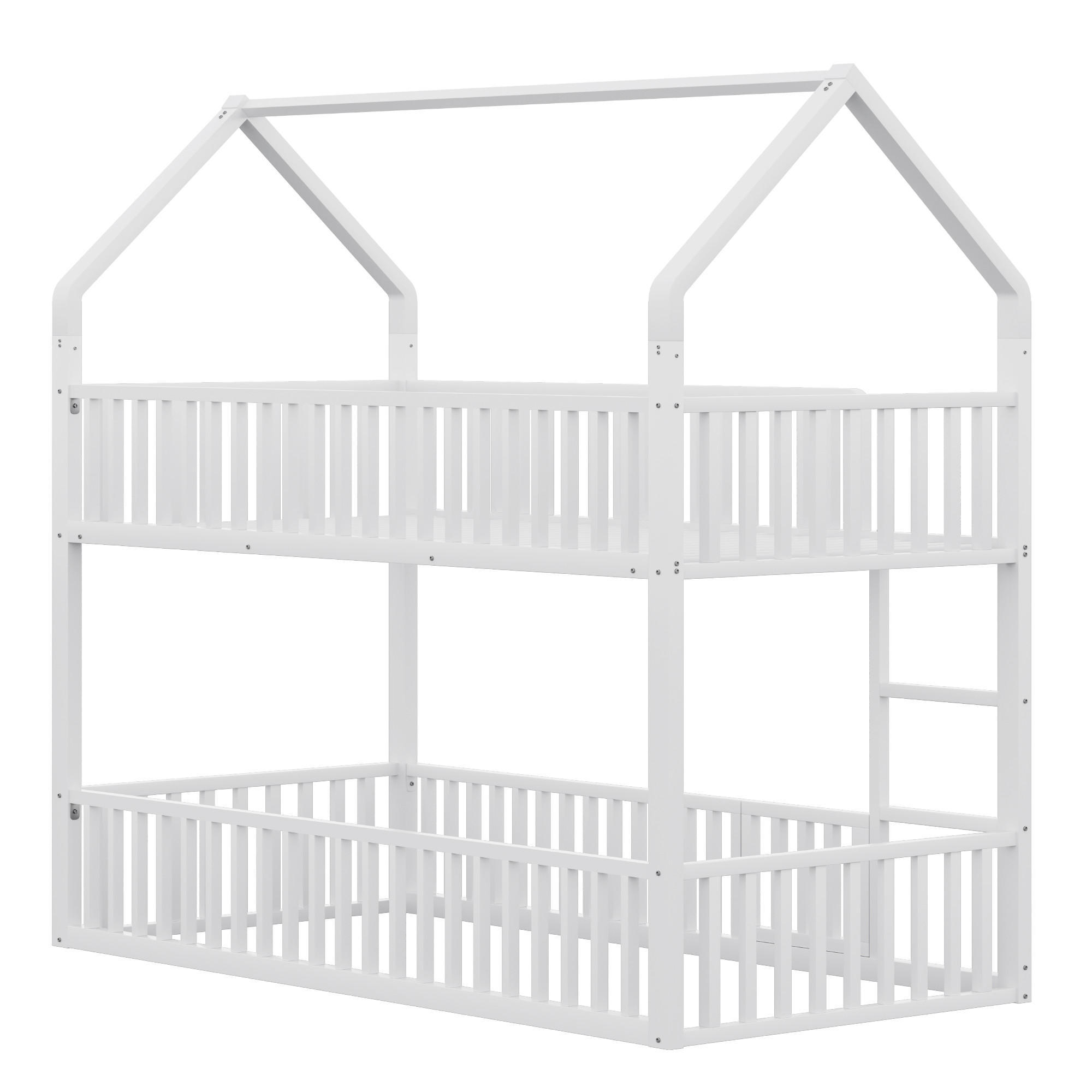 ETAGENBETT Metall Hausform Weiß 90x200cm - Weiß, Metall (90/200cm) - ComfortXL