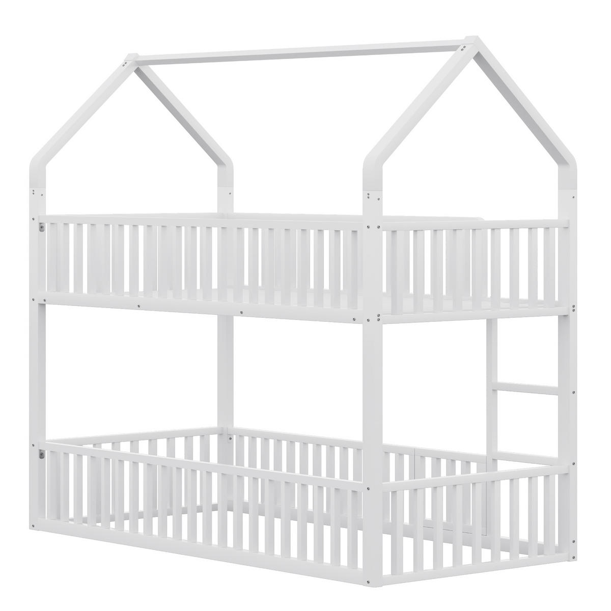 ETAGENBETT Metall Hausform Weiß 90x200cm - Weiß, Metall (90/200cm) - ComfortXL