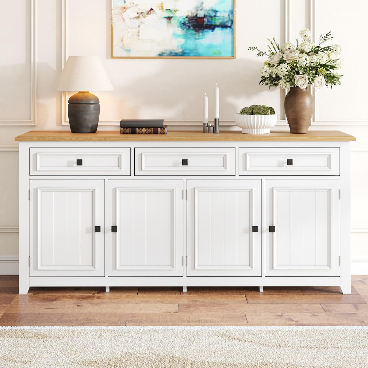 SIDEBOARD 160x35x76 cm Stauraum - Weiß, Holz (160/76/35cm) - Fortuna Lai