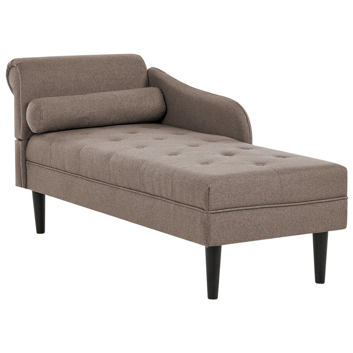 ČALOUNĚNÉ LEHÁTKO CHAISE LONGUE LEVOSTRANNÉ Látka Taupe Yvoire - černá/béžová, textil (68/72/151cm) - Beliani