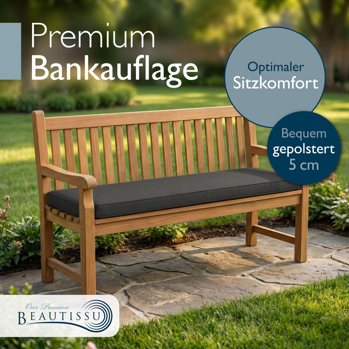 BANKAUFLAGE Calme BK 100x40x5cm Graphitgrau - Graphitfarben, Textil (40/100cm) - Beautissu 
