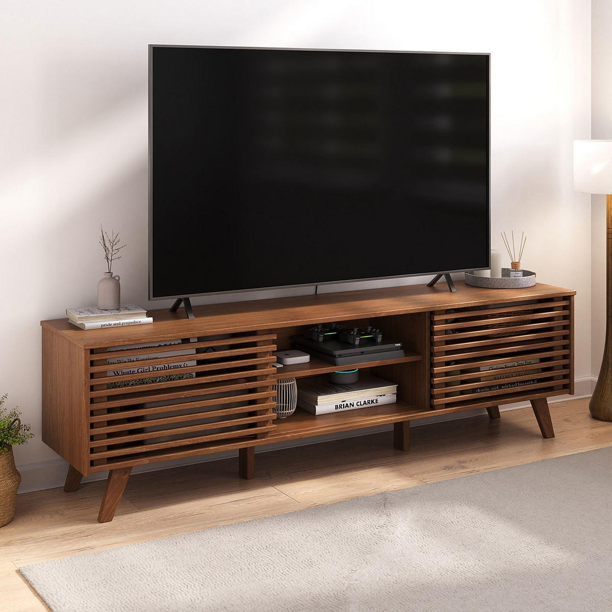 LOWBOARD FÜR 75" TV RIAN - Kastanienfarben, Holz (175/50/38cm) - IDIMEX