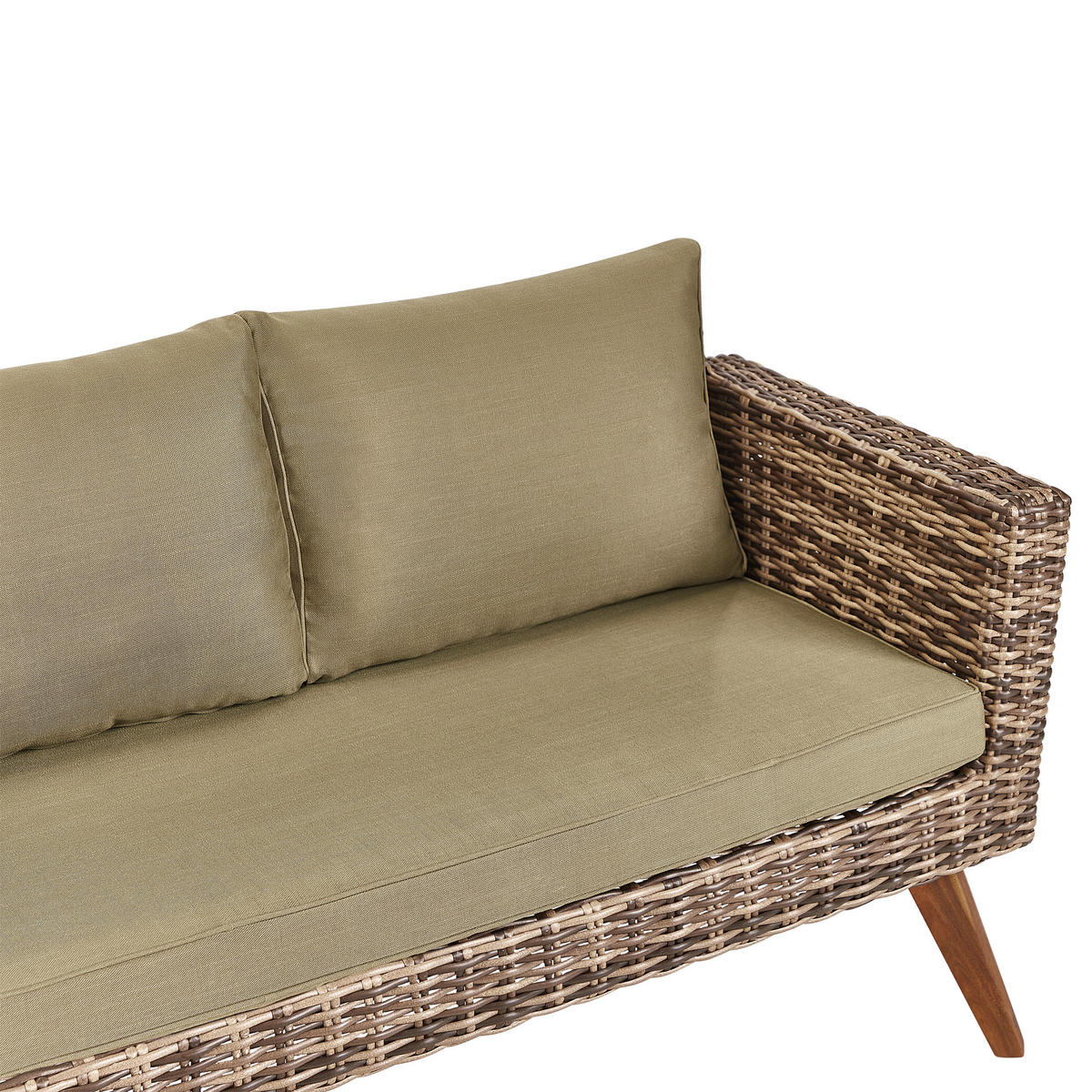 4-SITZER LOUNGE PE Rattan Olivgrün Vittoria - Hellbraun/Naturfarben, Kunststoff (70/70/135cm) - Beliani
