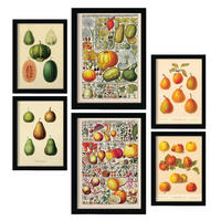 POSTER Set Mit 6 Mischen In Vintage A3 & A4 Schwarzer Rahmen - Schwarz, Papier (29/3cm) - Nacnic