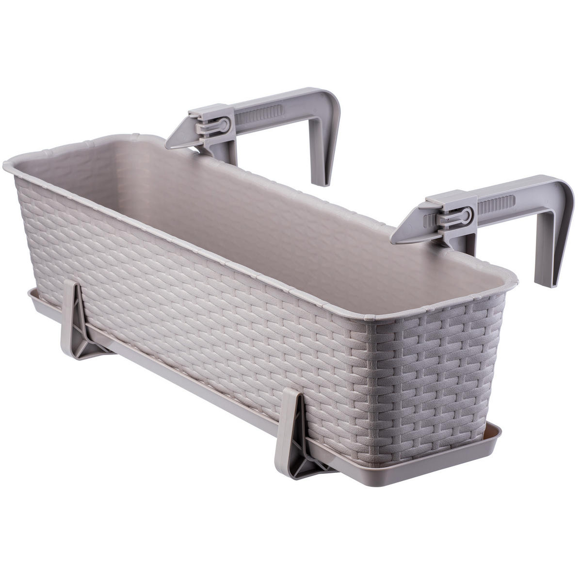 Blumentopf mit Untersetzer und 2 Griffe 60 cm, Beige - Beige, Kunststoff (17/60cm) - KADAX