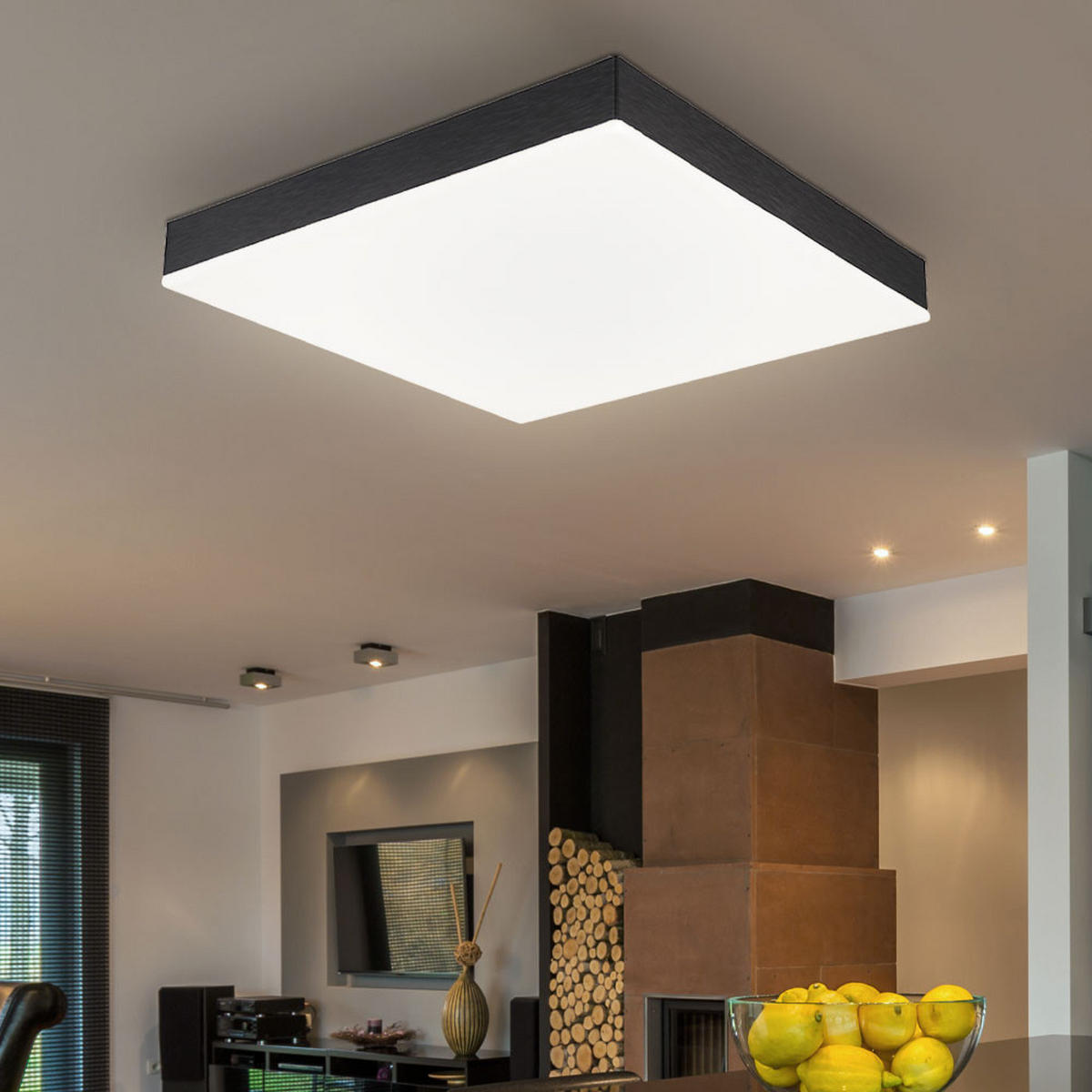 LED DECKENLEUCHTE Doro Metall Schwarz Weiß - Schwarz, Metall (30/30/6.5cm) - Globo Lighting