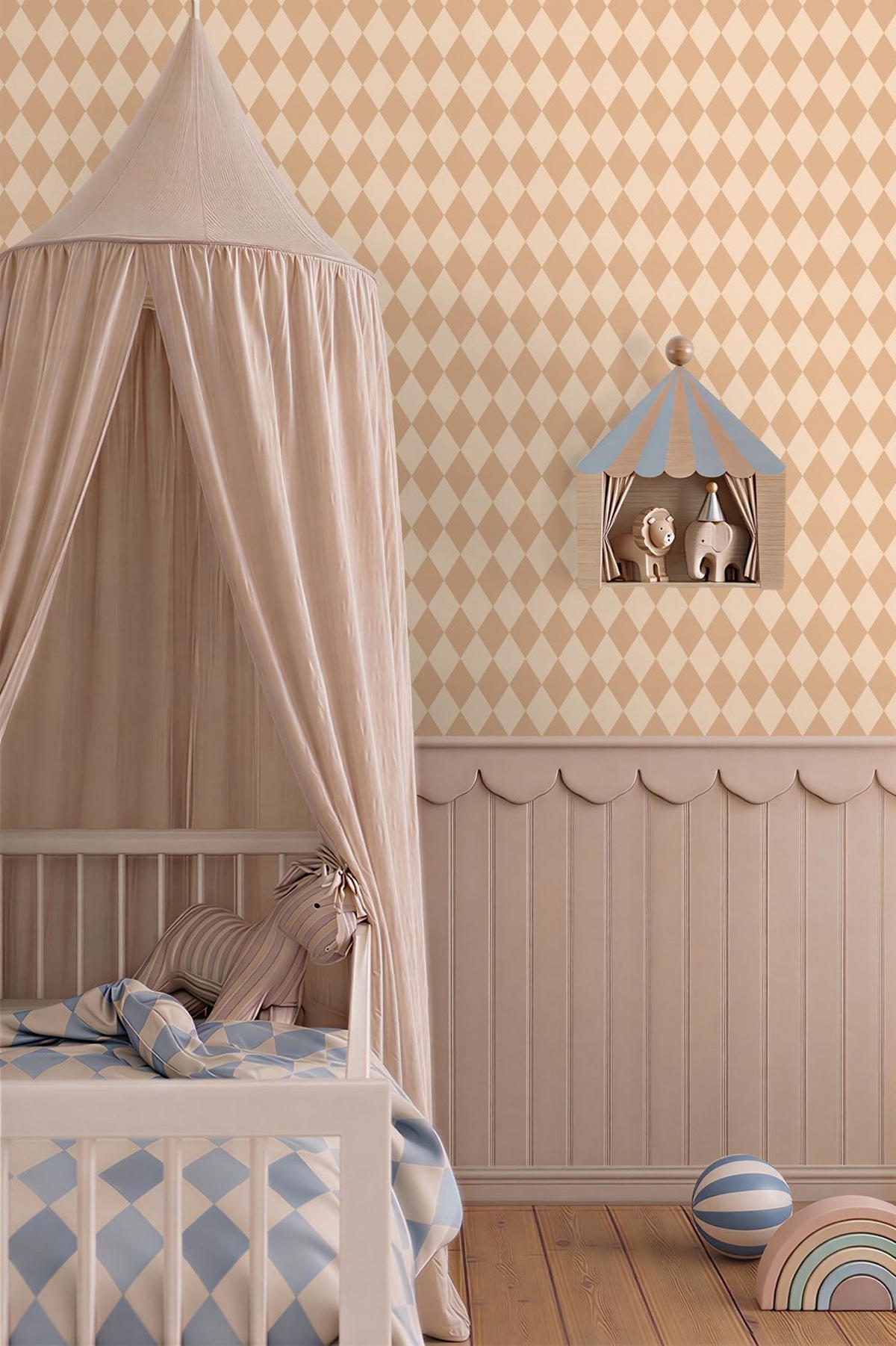 TAPETE Karomuster 50 x 900 cm - Beige, Papier (50/0.1cm) - ESTAhome