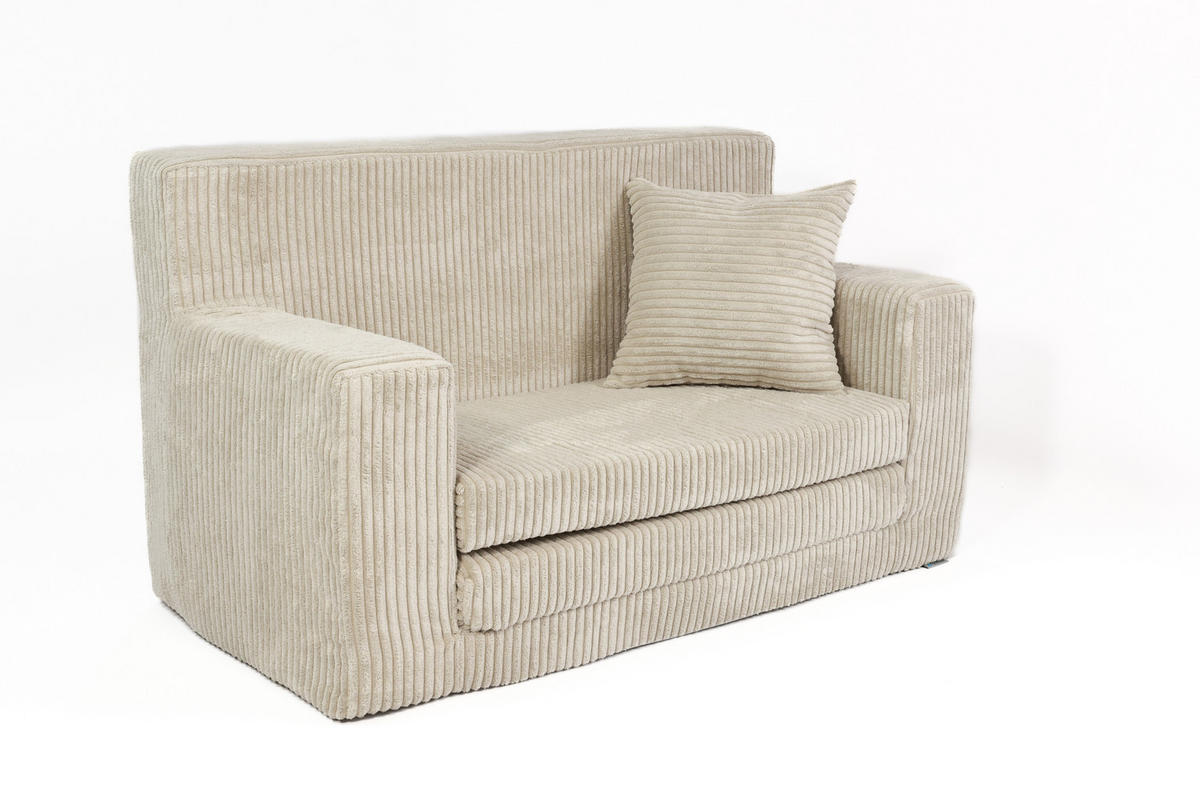 KINDERSOFA aus Kuschel-Cord in Beige - Beige, Textil (83/47/43cm) - Fortisline