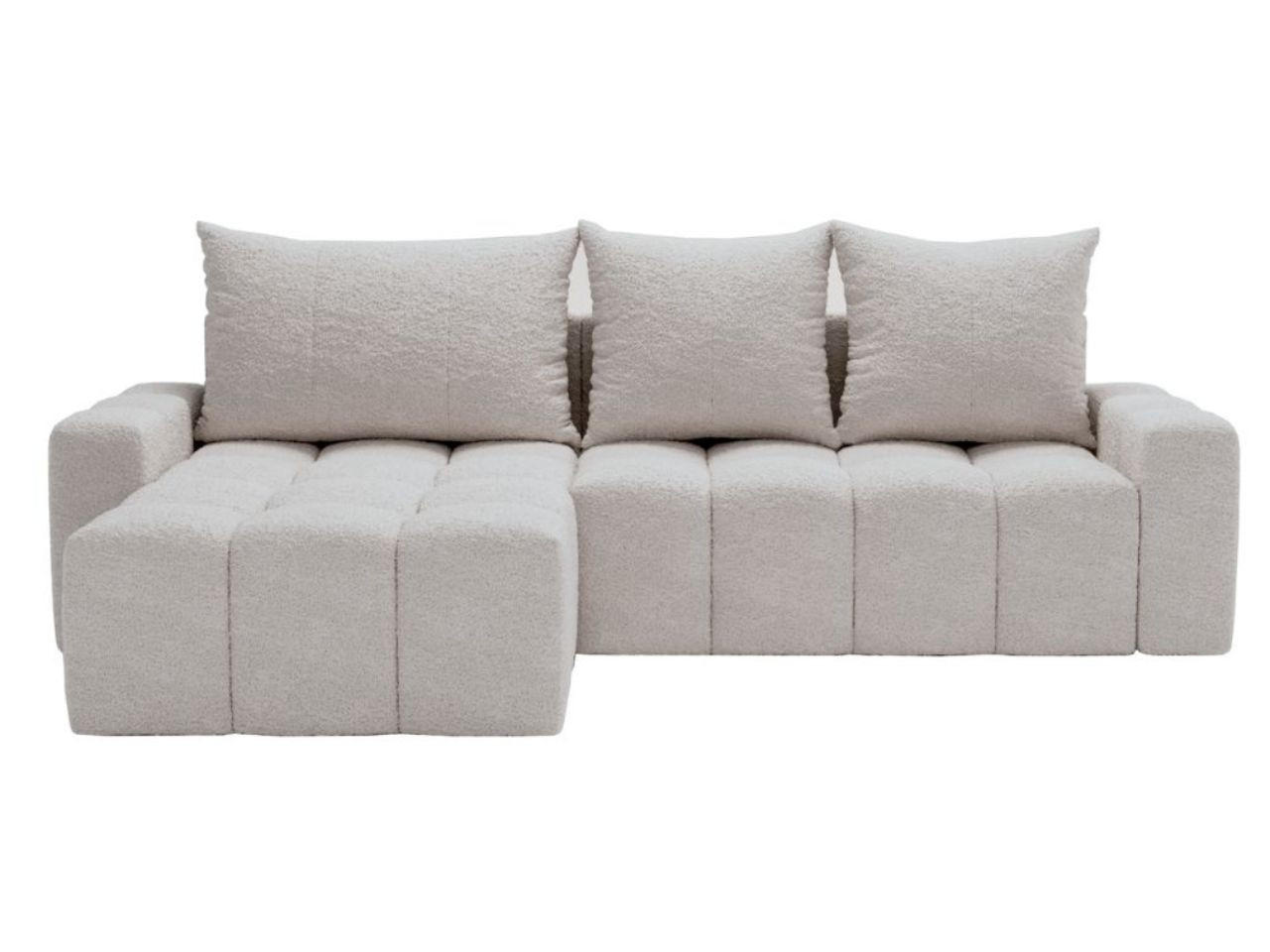 ECKSOFA Bresso Bouclé-Stoff Hellgrau - Hellgrau, Holz/Textil (255/168cm) - Graingold