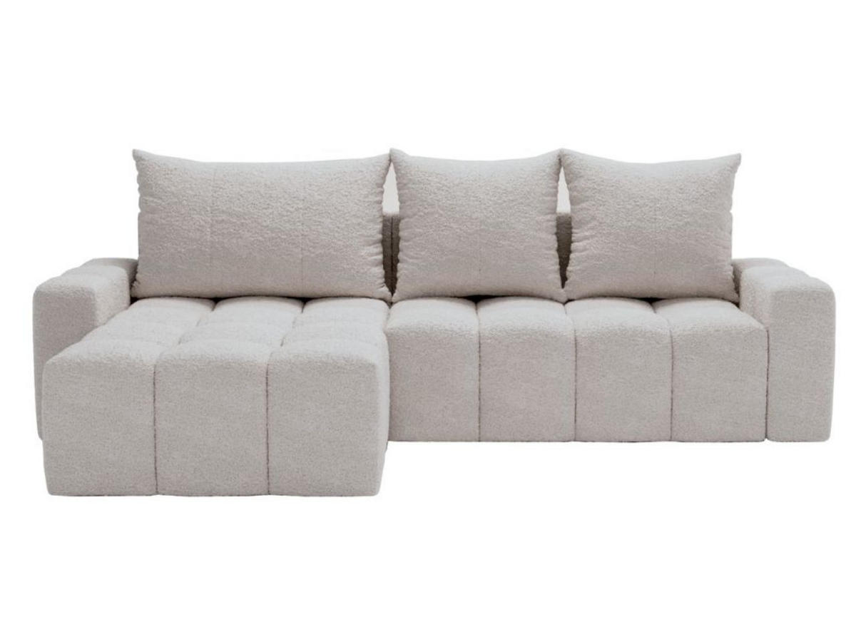 ECKSOFA Bresso Bouclé-Stoff Hellgrau - Hellgrau, Holz/Textil (255/168cm) - Graingold