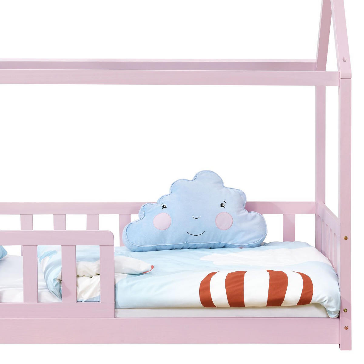 KINDERBETT Marli rosa 80x160 cm - Rosa, Holz (80/160cm) - Juskys